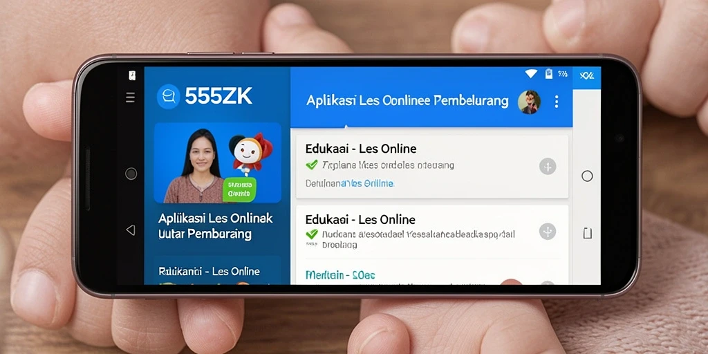 Antarmuka aplikasi Les Online 555ZK yang interaktif dan user-friendly.
