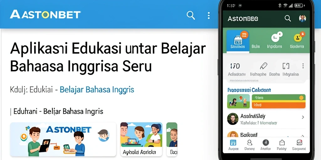 Tampilan antarmuka aplikasi Belajar Bahasa Inggris ASTONBET yang interaktif.