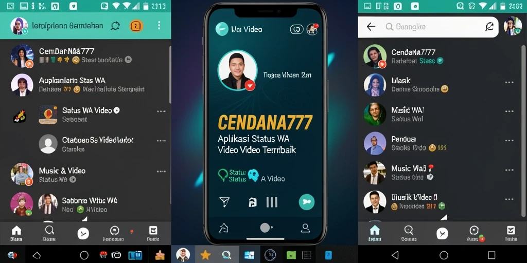 Antarmuka aplikasi CENDANA777 untuk Status WA Video yang menarik dan mudah digunakan.