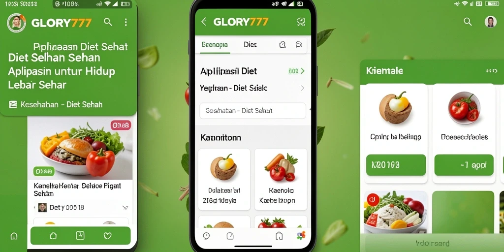 Antarmuka pengguna GLORY777 dengan fungsionalitas diet sehat.