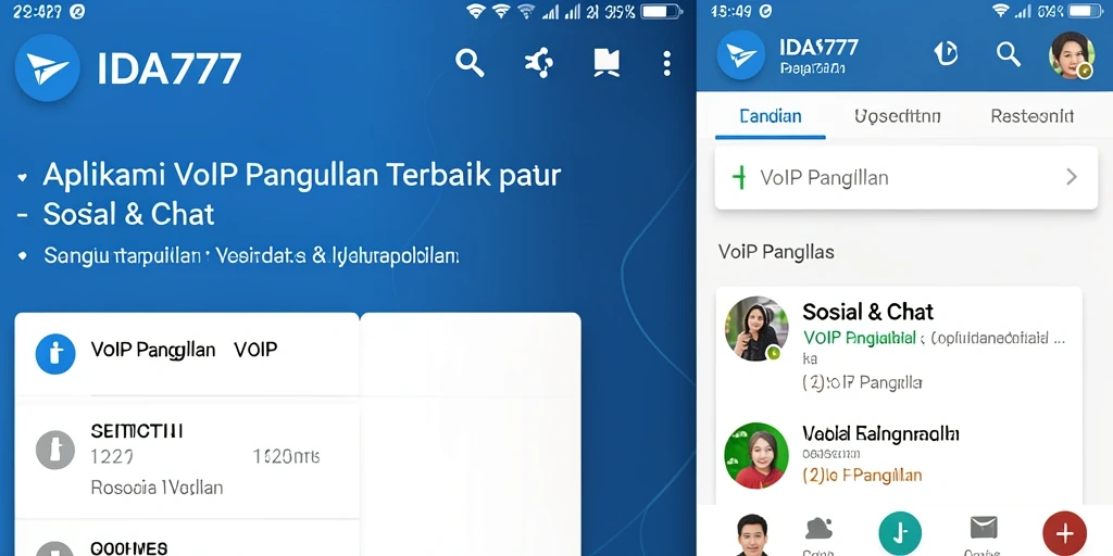 Antarmuka pengguna IDA777 yang sederhana dan fungsional untuk panggilan VoIP.