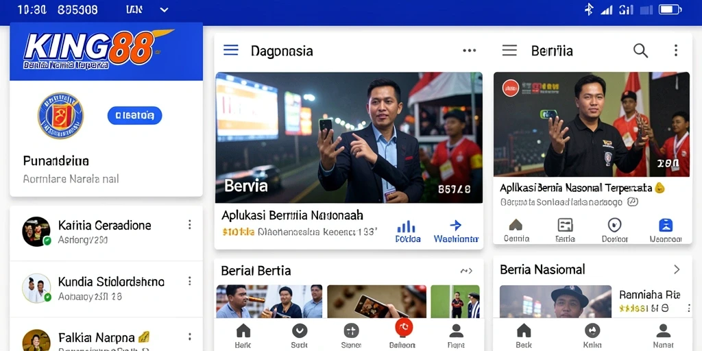 Screenshot aplikasi KING88 menunjukkan tampilan berita nasional yang menarik.