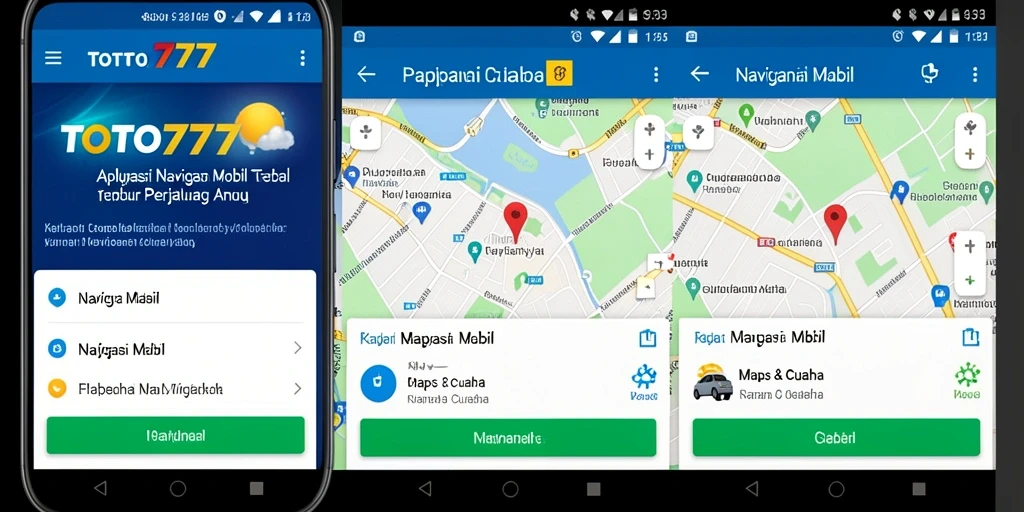 Antarmuka aplikasi TOTO777 yang menampilkan fitur navigasi mobil.